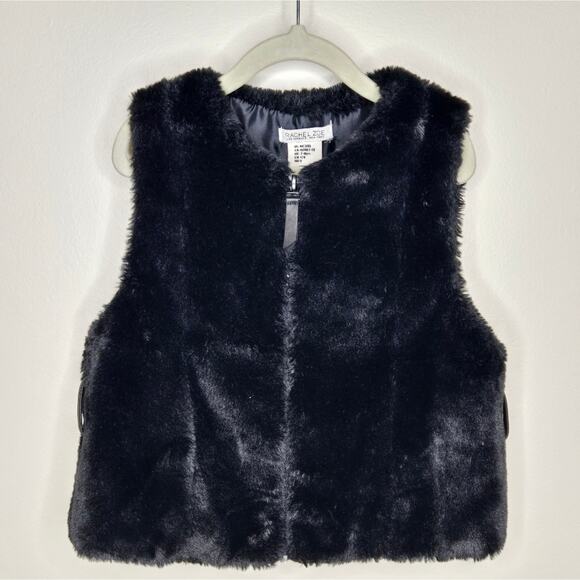 RACHEL ZOE Girl's Black Faux Fur Vest Size 7/8 - Picture 1 of 9
